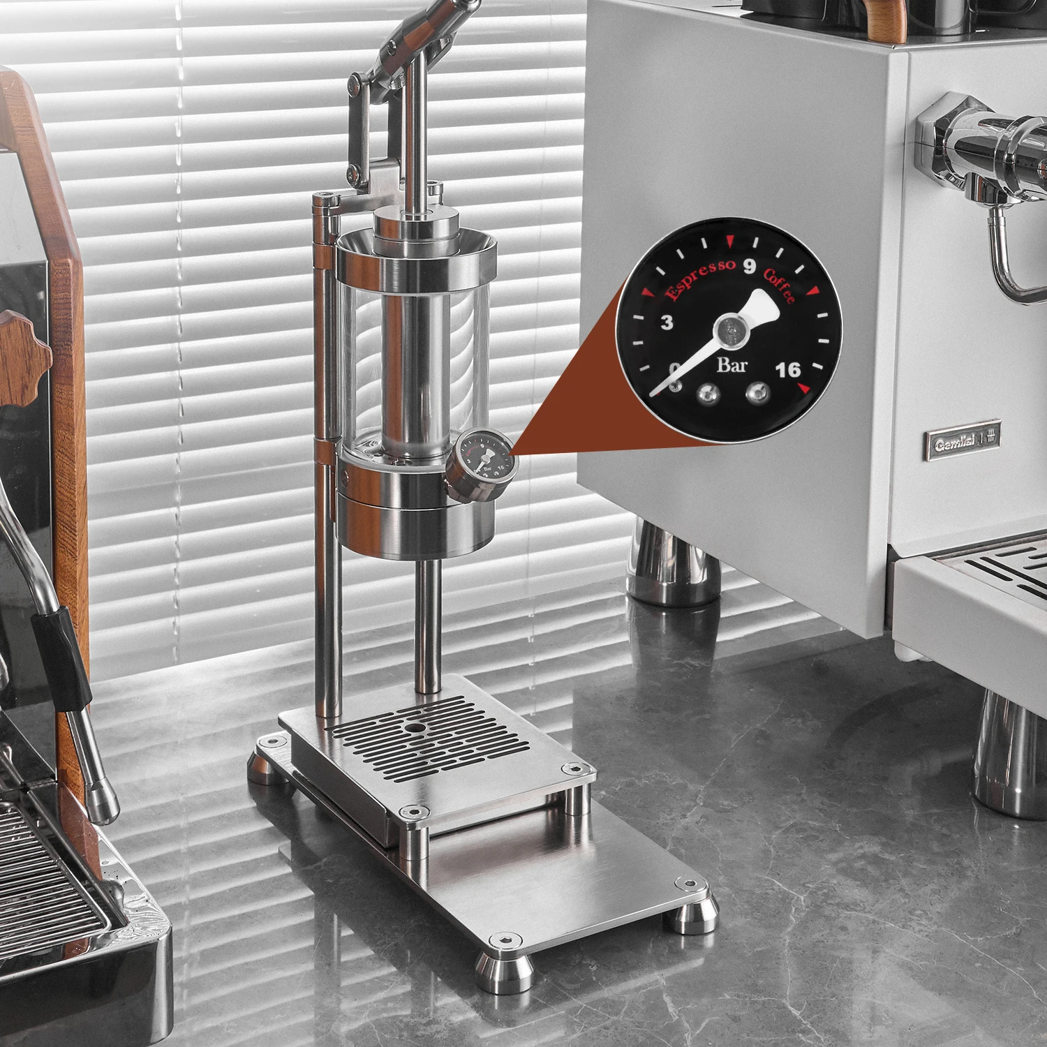 Italian Multifunctional 58mm Lever Pull Manual Stainless Steel Espresso Coffee Maker Portable Business Hand Press Coffee Machine