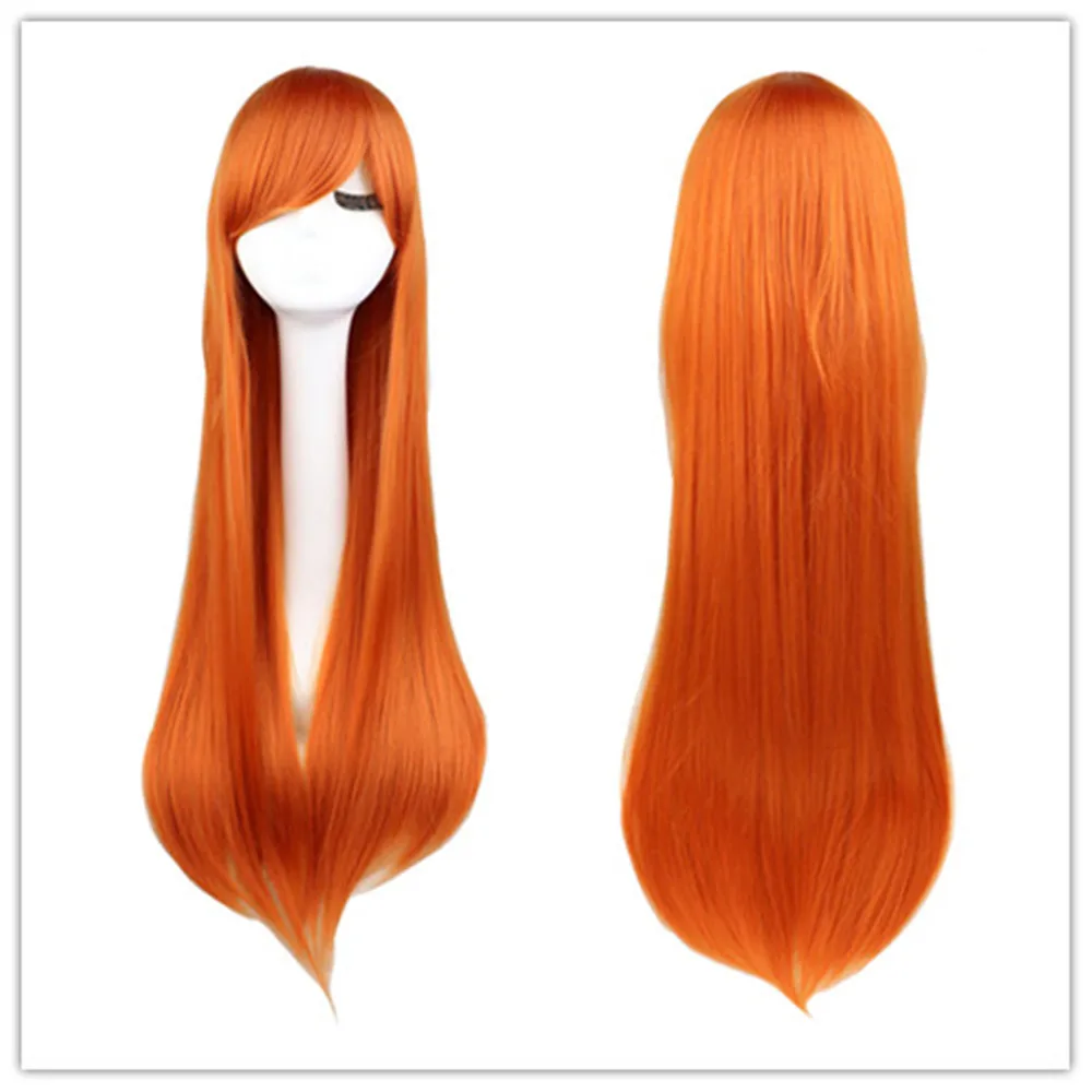 Anime Bleach Orihime Inoue Cosplay Wigs for Women Long Straight Orange Wigs Cosplay Synthetic Heat Resistant Fiber Wig