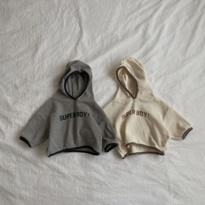 

2025 Autumn New Baby Long Sleeve Hooded Sweatshirt Cotton Boys Letter Print Casual Tops Infant Girls Loose Pullover Baby Clothes