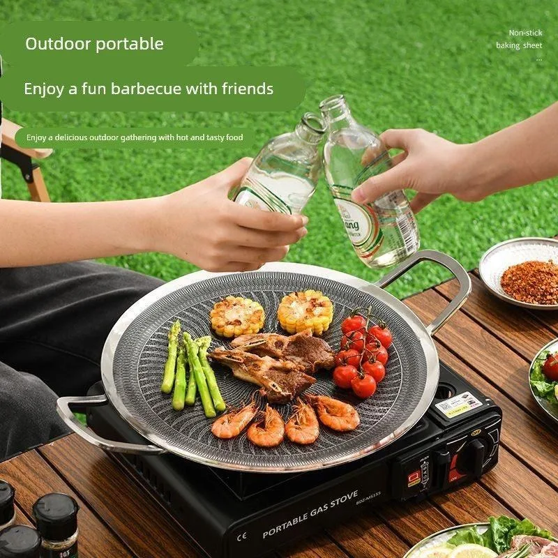 316 Stainless Steel Multifunctional Cooking BBQ Grill Pan For Camping Home Kitchen Compatible Induction Cooker With Gas Stove