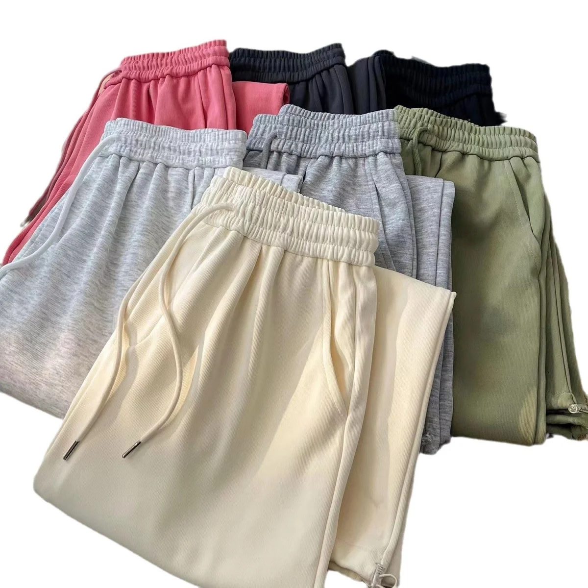 Jogger Freizeithose mit Kordelzug, locker sitzende Unisex-Hose mit hoher Taille, dehnbare gerade Hose, Frühling-Herbst-Trendmode, Baggy Gym Sweatpants – Detail 7