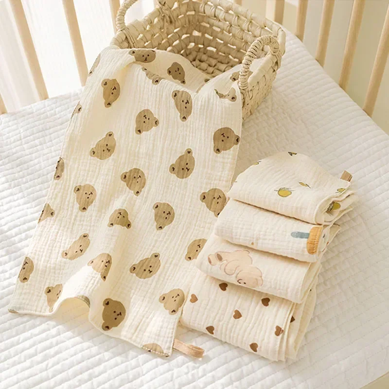 

Baby Face Towel Long Burp Cloth Bear Cotton Muslin for Newborn Kindergarten Hand Towels Infant Drooling Bib Washcloth Baby Items