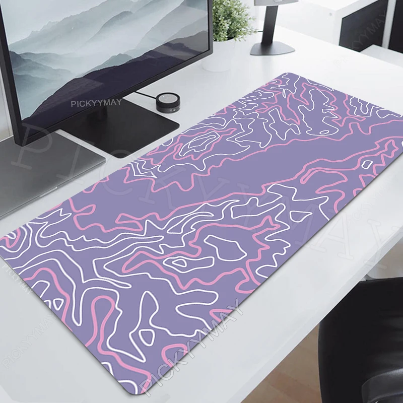 Big Mouse Pad Colorful Lines Gaming Mousepads  Large Mousepad Gamer Rubber Mat Company Desk Pad Pink Computer Desktop Pads