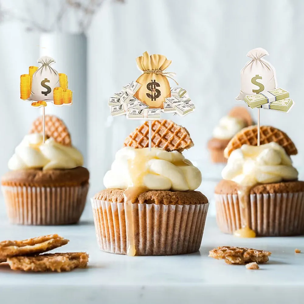 Dollar Happy Birthday Cake Decoration Money Cake Topper For 60s 70s 80s 90s Thanksgiving USA Dollar Theme Party Decors Supplies