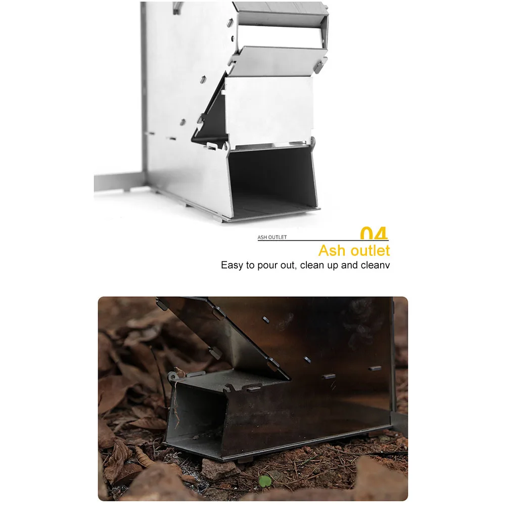 المحمولة التخييم موقد الخشب الفولاذ المقاوم للصدأ موقد للطهي المحمولة للطي موقد للتخييم في الهواء الطلق حرق الأخشاب للنزهة شواء #5