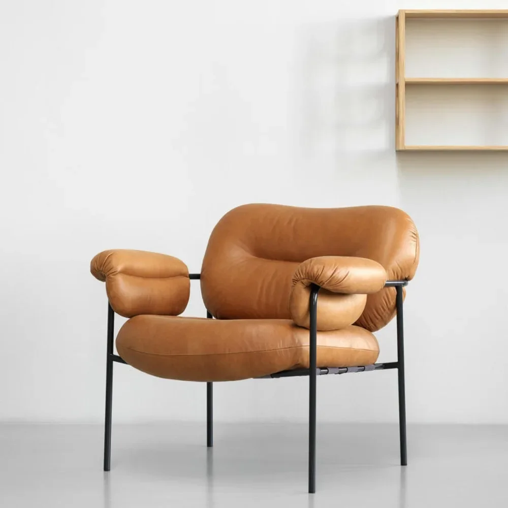 Nordic single sofa armrest chair lazy light luxury wrought iron Internet