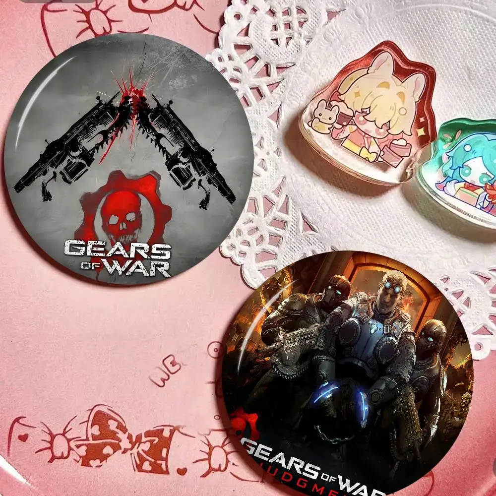 G-Gears Of War 58mm Handmade Brooch Cartoon Cosplay Badge on Backpack Jewelry Accessories Gifts