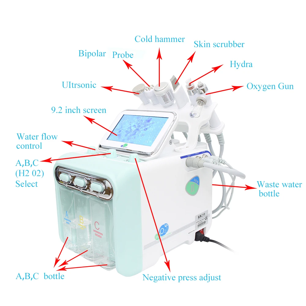 AOKO  hydrogen  6in1  Water Oxygen Jet Hydro Diamond Dermabrasion Machine Facial Microdermabrasion Device for Face Clean