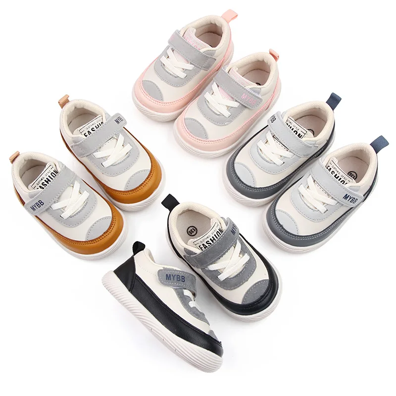 Baby Outdoor Walking Shoes Rubber Sole Soft PU Leather Chirldren Sneaker Infant Shoes Warm Lining Inside 2023 Baby New Fashion