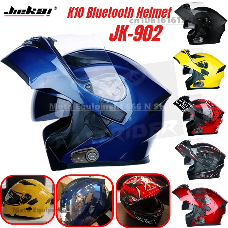 

K10 Bluetooth Helmet Flip Up Visor Dual Lens Casco Moto Cool Motorcycle Helmet Full Face Casco Black Motorbike Helmets Modular