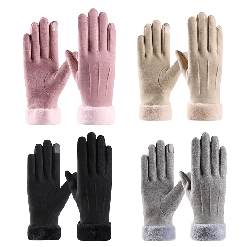 AliExpress Gmarty Thickened Touch Screen Suede Gloves Women Autumn Winter Outdoor Fashion Full Finger Warm Skiing Cycing Hiking Sports Glove Lady