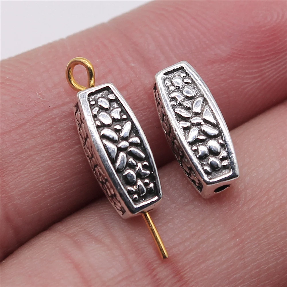 20pcs 5x13mm Jewelry Findings Handmade DIY Craft Long Carved Beads Antique Bronze Color Antique Silver Color Charms