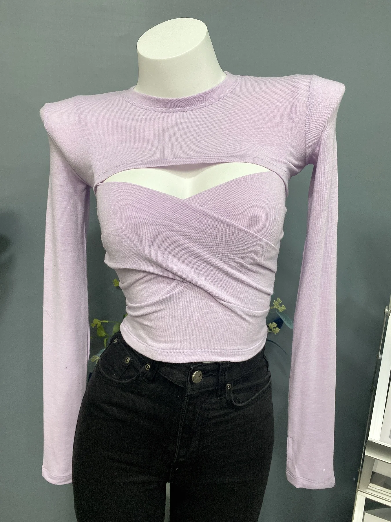 Sexy Cross Wrap Chest Crop Top Short Strap T-shirt Set Summer Women's Color Is Too Beautiful Korean Style round Neck Long Sle...