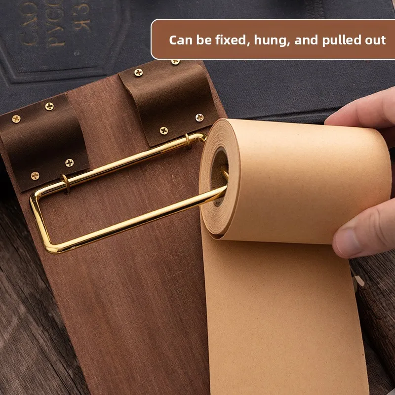Wind Style Wooden Note Holder, Hanging Retro Board with Blank Roll Paper Non-Adhesive Sticky Notes