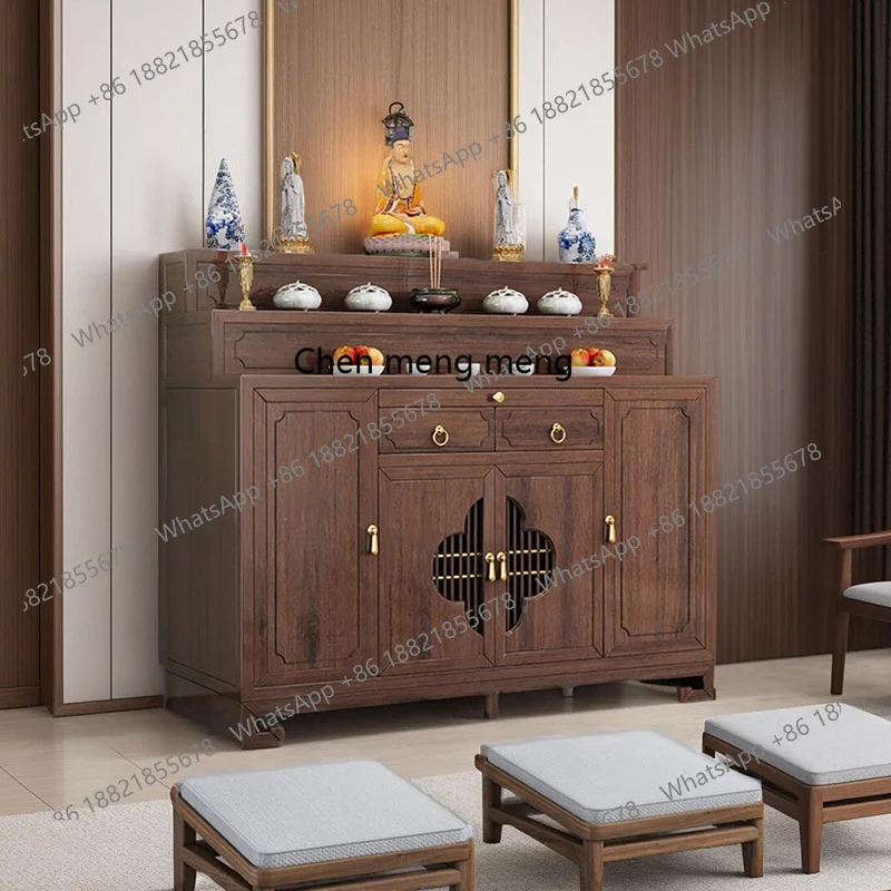 Solid wood table incense case household shrine simple incense candle holder Buddha table Chinese black walnut