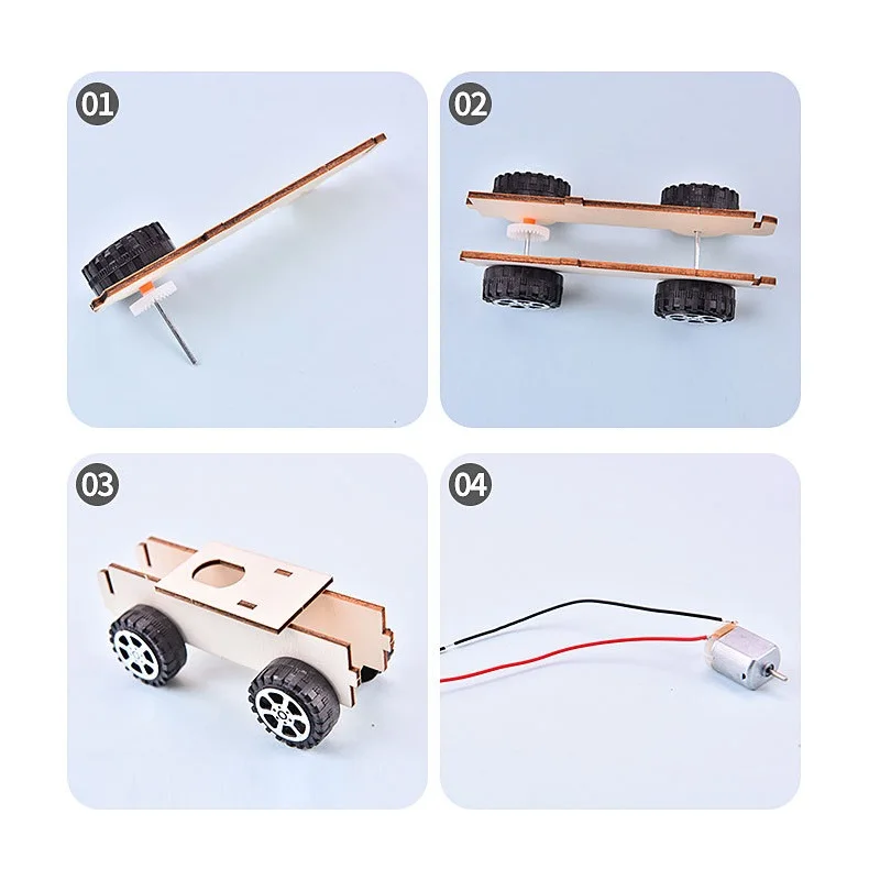 STEM電気自動車キット：木製モデルで回路と機械原理を学ぶ。 子供の学習発達のための実践的な科学玩具