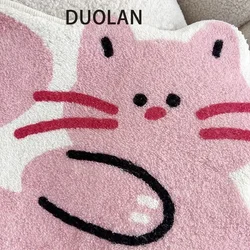 INS New Pink Cartoon Cat Cute Girl Bedroom Decorated with Imitation Cashmere Non-slip Carpet Floor Mats