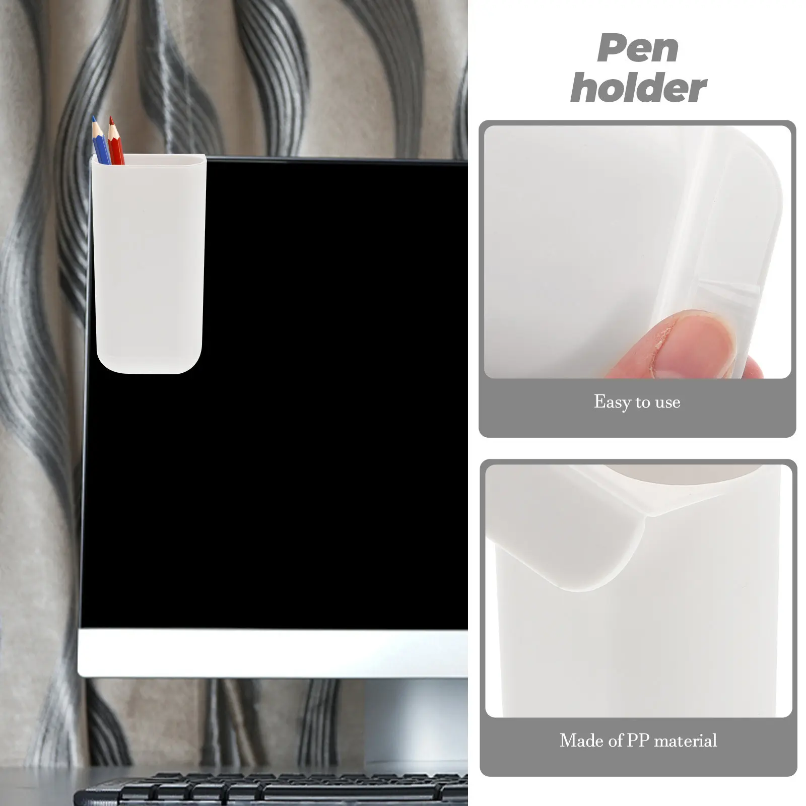 Creative DIY Grey Pen Pencil Holder Self Adhesive for Office Desk Computer Monitor Screen Storage Organizer Desktop Accessories