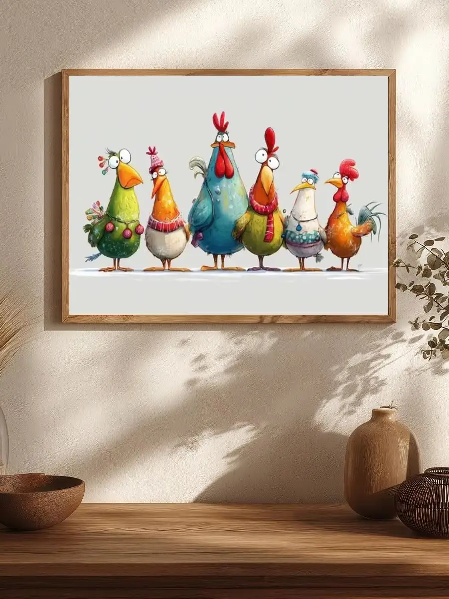 1 Stück 30x40cm/11,8x15,7 Zoll, 11Ct/14Ct Kreuzstich-Set, DIY Valentinstagsgeschenk, Stickerei-Set für Festivals, Cartoon-Hühnergruppe – Detail 1