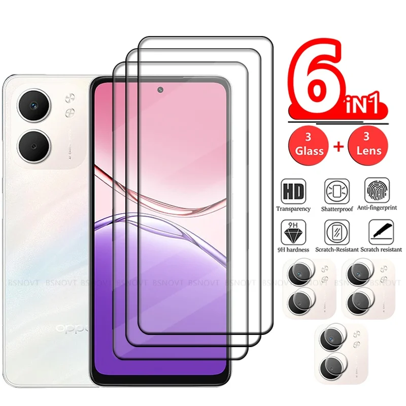 6-in-1 For OPPO A5X Glass OPPO A5X Tempered Glass Phone Protective Full Cover Glue 9H For Screen Protector OPPO A5X Lens Glass