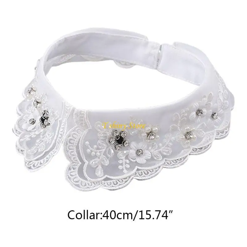 N58F Beaded Collar Necklace Detachable Collar Neckline False Collar Necklace For Women Choker Collar Necklace Dickey Collar