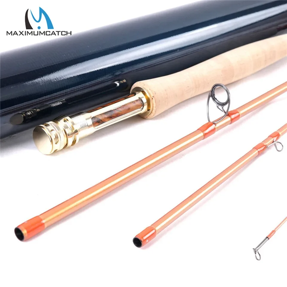MAXIMUMCATCH 9ft 5-8WT Fly Rod IM12 Japanese Carbon 4-Piece Fast Action with Half/Full Wells Grip Skyhigh Gold Fly Fishing Rod