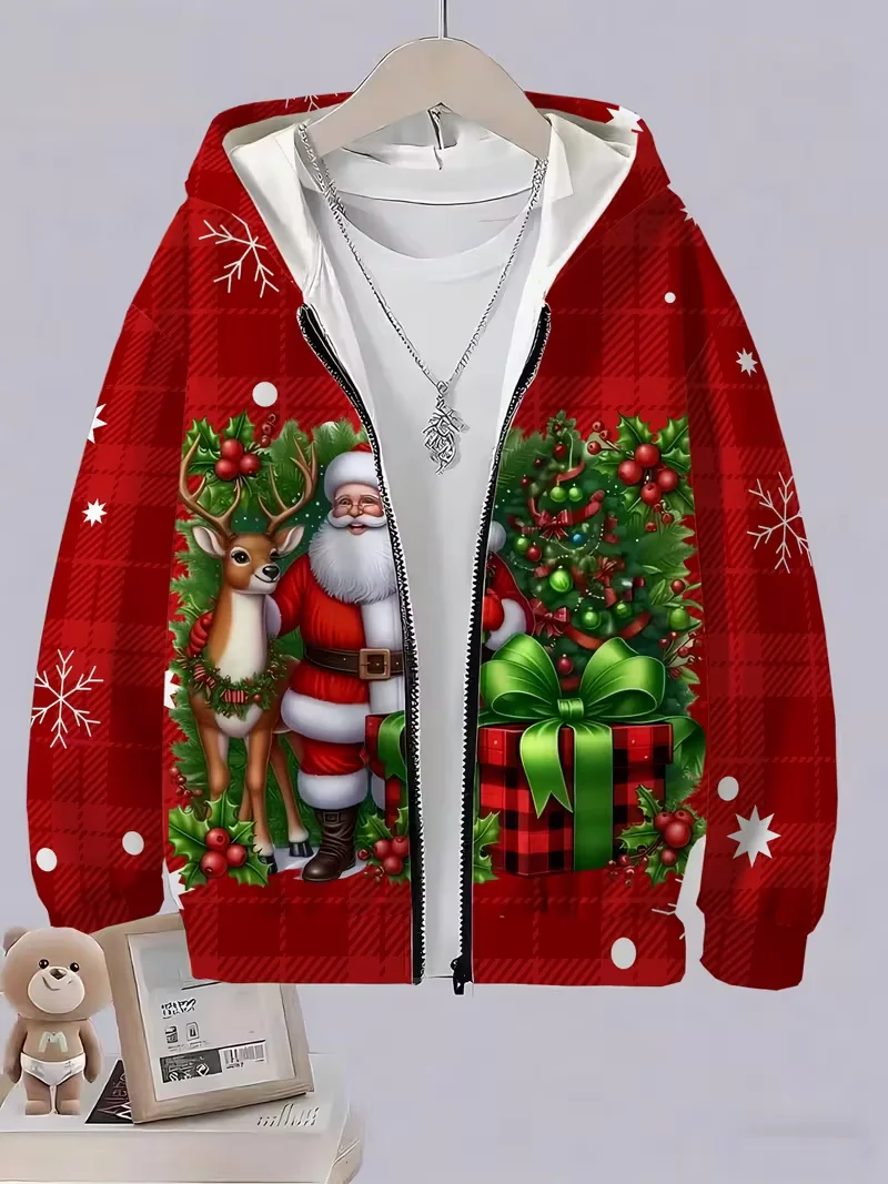 عيد الميلاد زمم هوديي سانتا كلوز البلوز البلوز لحفلات عطلة عيد الميلاد الملابس هدية المرأة زمم الاطفال هوديي