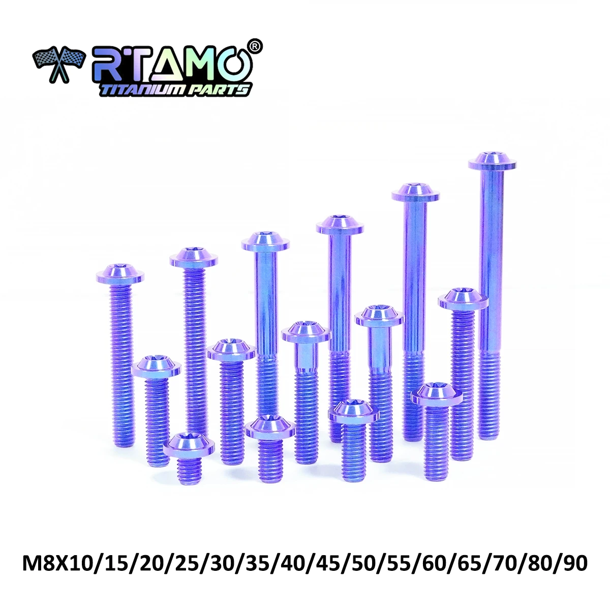 RTAMO Titanium Bolt M8X10/15/20/25/30/35/40/45/50/55/60/65/70/80/90 Torx Head for Motorcycle Riding Modification Fastener