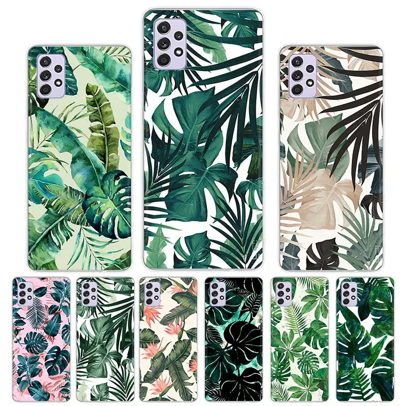 Tropical Floral Botanic Leaves Phone Case Cover For Samsung Galaxy A55 A54 A52 A53 A15 A14 A12 A13 A25 A24 A22 A23 A35 A34 A32 A