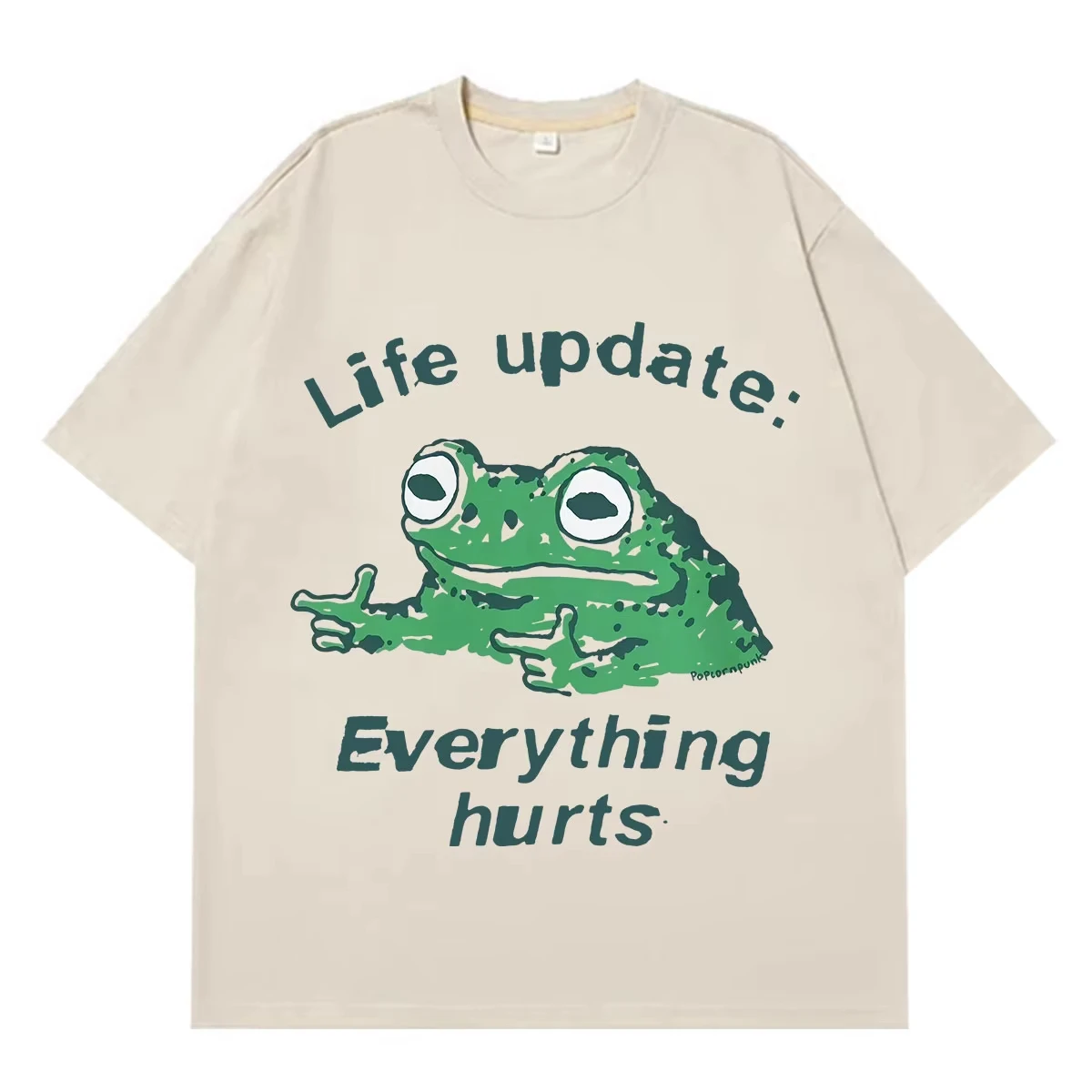 Life Update Everything Hurts Funny Frog Meme T-shirt Men Women Fashion Casual Cotton T-shirt Hip-hop Loose Oversized T-shirts