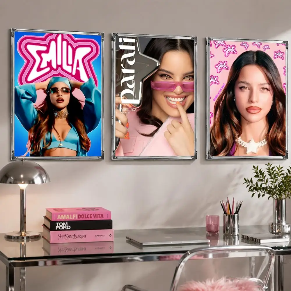 Vintage singer E-EMILIA Poster Self Adhesive Wall Decor Waterproof Removable for Bedroom Living Room bar Gift