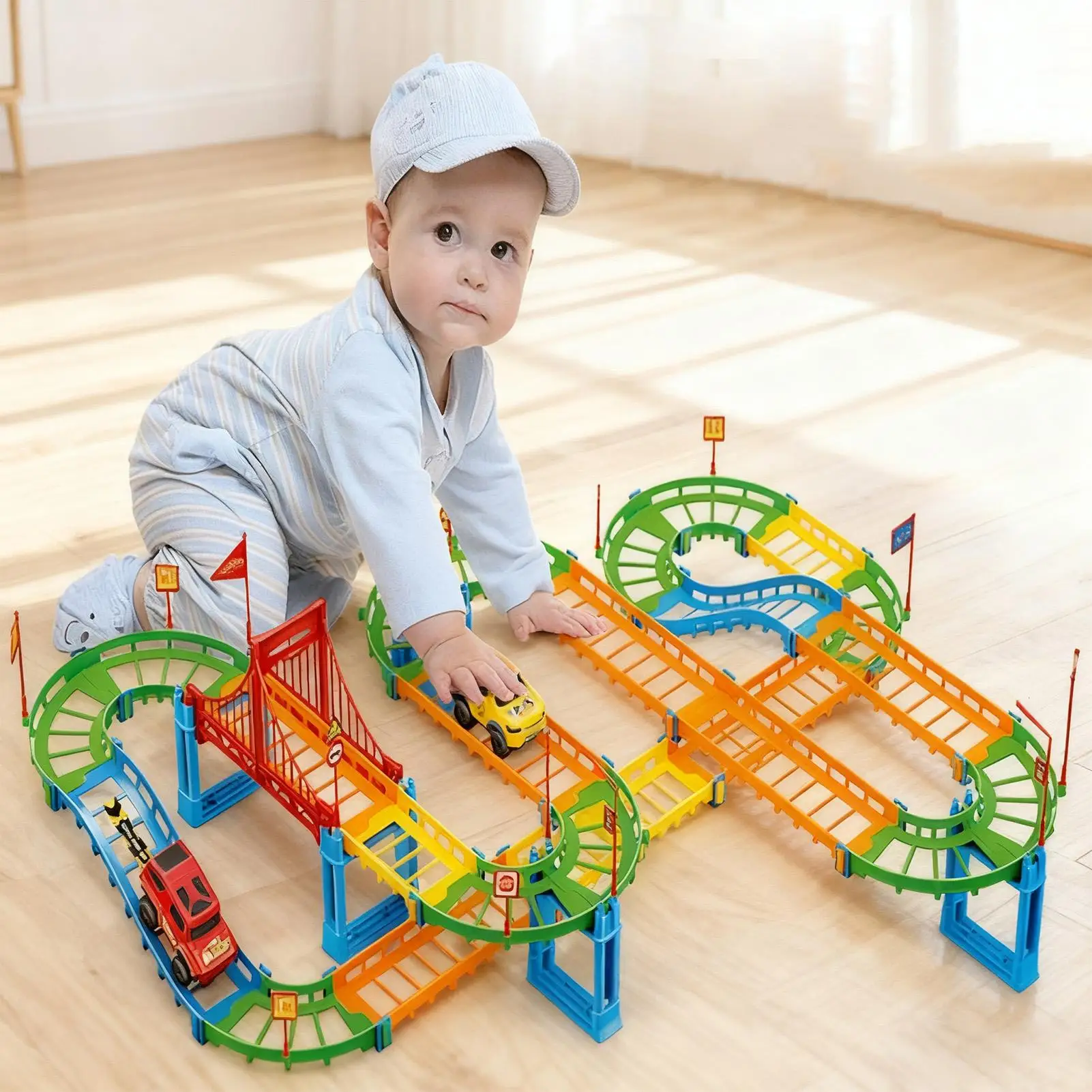 

Race Tracks Ramp Toy Playset Indoor Activities Race Track Toy for 3 Years Toddler Boys Baby Children Play Home Christmas