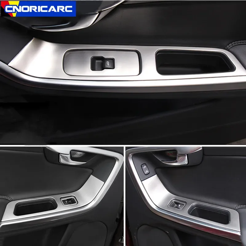 Car Door Armrest Window Glass Lifting Button Frame Decoration Sticker Trim For Volvo XC60 S60 V60 LHD RHD Interior Accessories