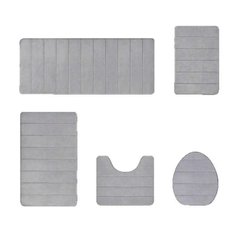 

Bathroom Rugs Set 5 Pieces - Memory Foam Bath Mat Toilet Rugs Strong Absorbent Non-Slip Ultra Soft Easy to Clean
