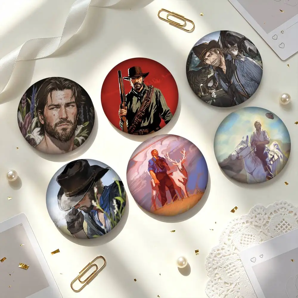 R-Red Dead Redemption Morgan  25 32 44 58 75mm Badges Personalized Round Brooches Pins Accessory Gift