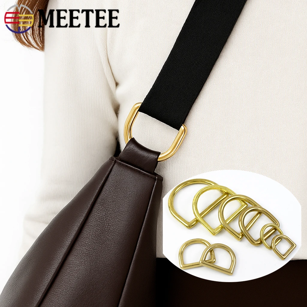 

5/10Pcs 13-45mm D Ring Solid Brass Buckles Keychain Carabiner Clip Pet Collar Adjust Loop Buckle Bag Strap Connector Accessories
