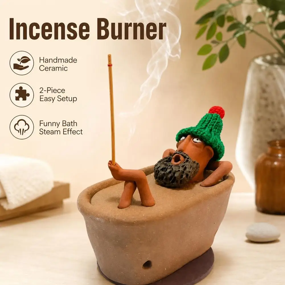 Funny Bath Man Incense Burner Creative Incense Holder Handmade Resin Aromatherapy Incense Burner Home Desktop Decor Xmas Gift