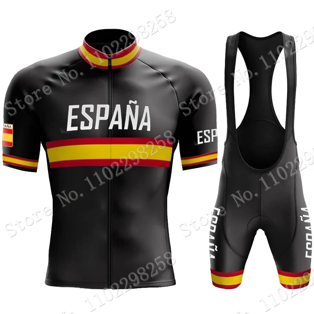 Espana National Team Cycling Jersey 2024 Set Short Sleeve Mens Spanish Clothing Road Bike Shirts Suit Shorts MTB Maillot Culotte