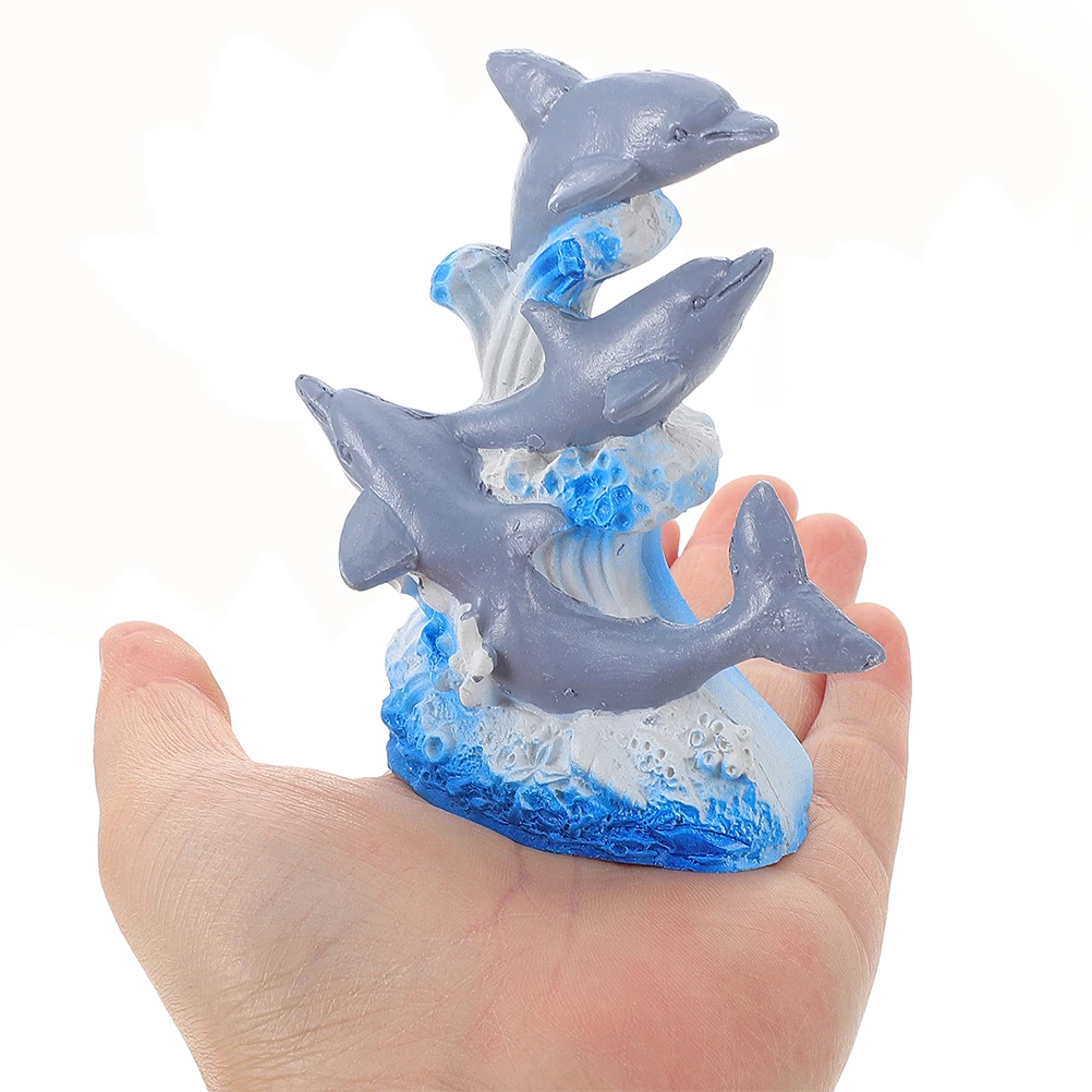 

2pcs Dolphin Figurines Ocean Animal Decor Resin Material Aquarium Decoration Home Office Use Marine Sculpture