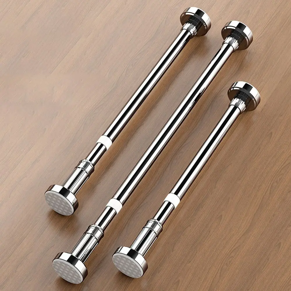 Durable Stainless Steel Clothes Drying Rack Hollow Adjustable Telescopic Pole 35-80cm No-Drill Curtain Rod for Balcony Bathroom