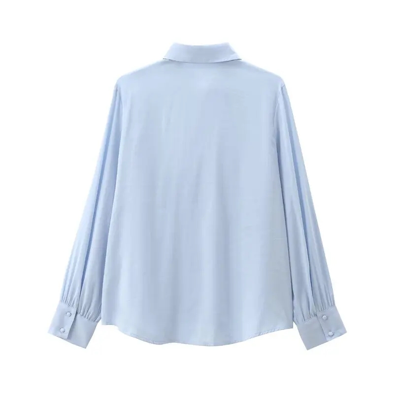Automne hiver femmes décontracté Long Sve irt col bouton décoré doublé nouveauté Faion polyvalent coupe ample irt