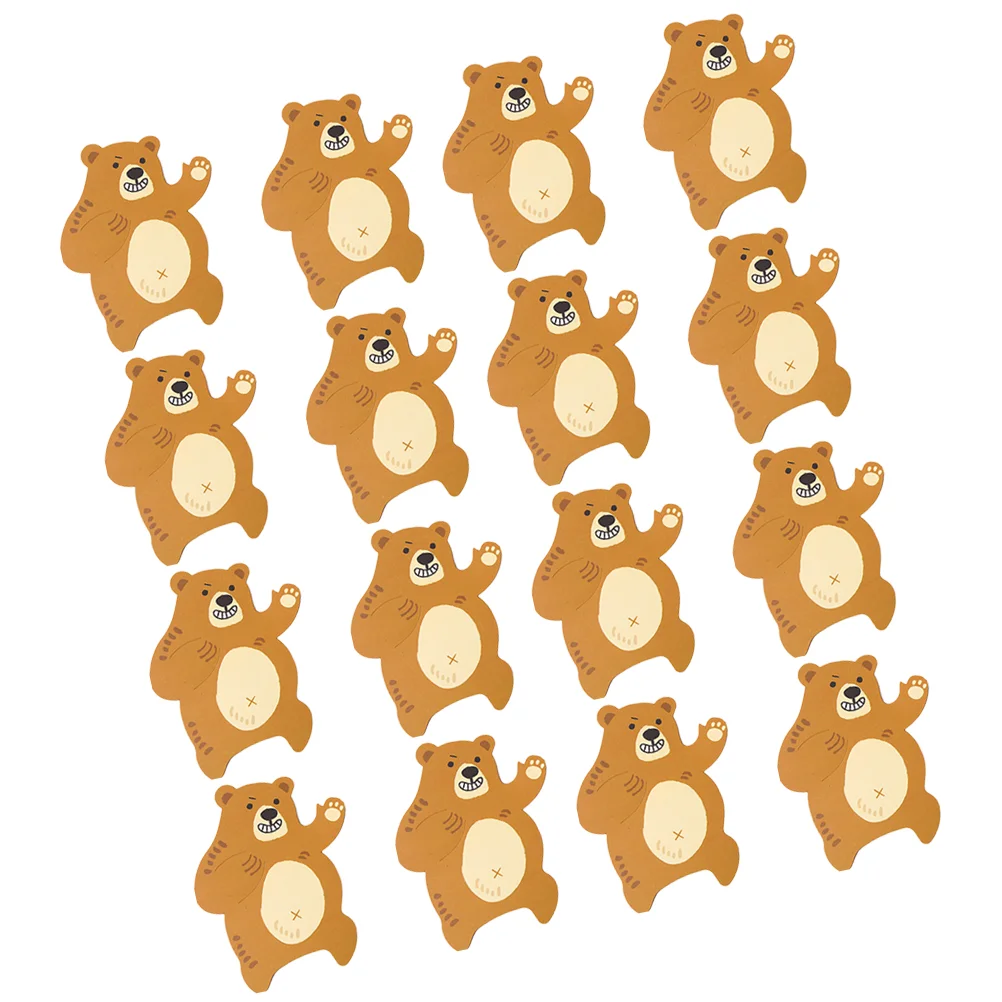 

100pcs DIY Lollipop Paper Cards Party Candy Packaging Decoration Message Cards Adorable Brown Bear DIY Wrapping Cards without Lo