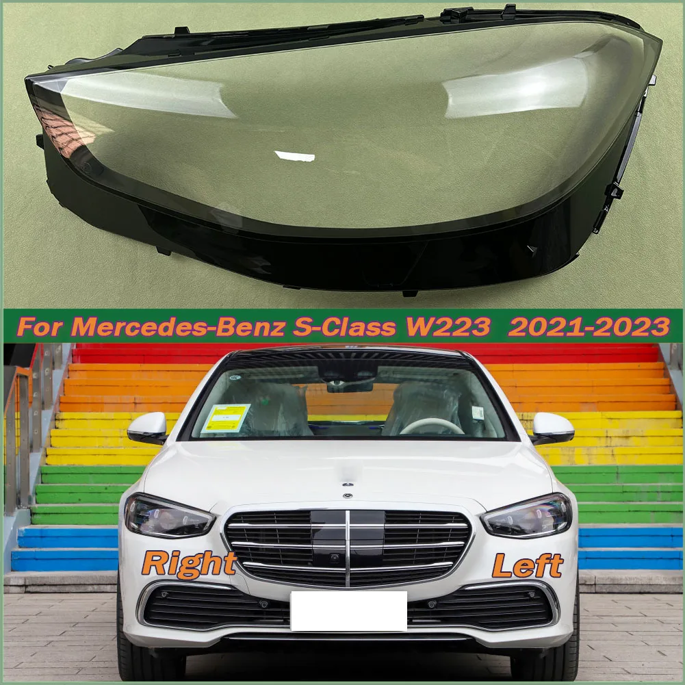 

For Mercedes-Benz S-Class W223 S320 S450 S500 2021-2023 Front Headlight Cover Headlamp Lamp Shell Mask Lampshade Lens Plexiglass