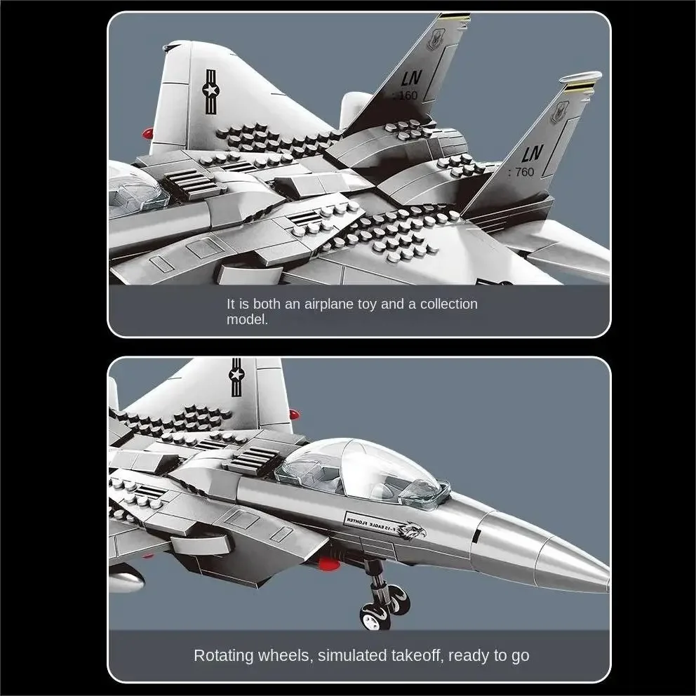 6 Famous Fighters Display Stand Aircraft Fighter Model Building Small Building Block Splicing Puzzle Toy  Children's Gift