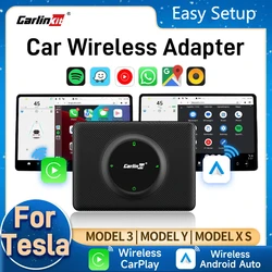 Wireless CarPlay Dongle Android Auto Wireless Adapter For Tesla Model 3 Model Y Easy Setup 2.4G&5Ghz WiFi BT Connect CarlinKit