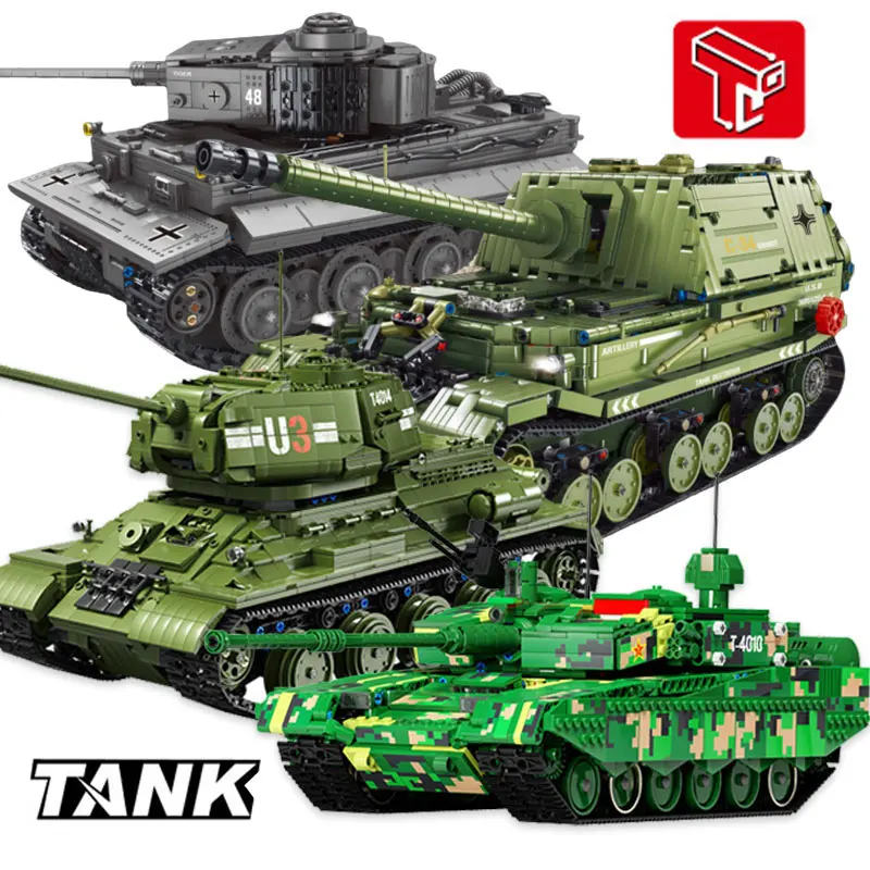 New City Tank Car Model King Military Building Blocks Cannon Soldier Police Army Weapon Figures Man Bricks Toys Child Boys Gifts