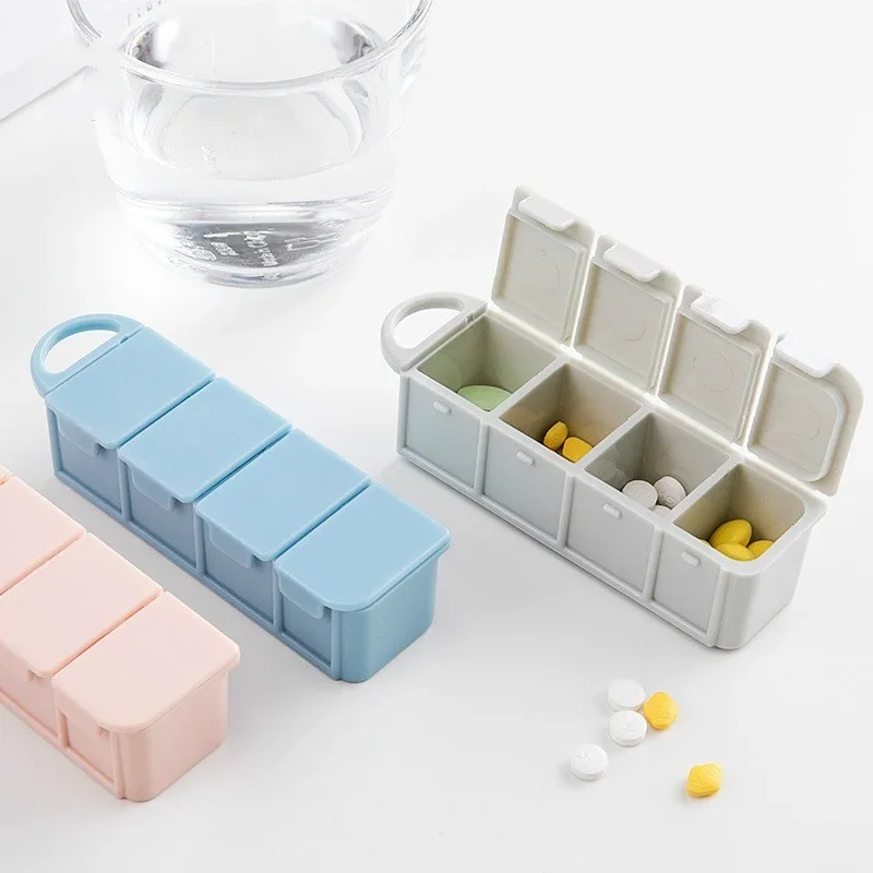 

New Fashion Travel 4 Compartment Pill Box Medicine Tablet Holder Organizer Dispenser Case