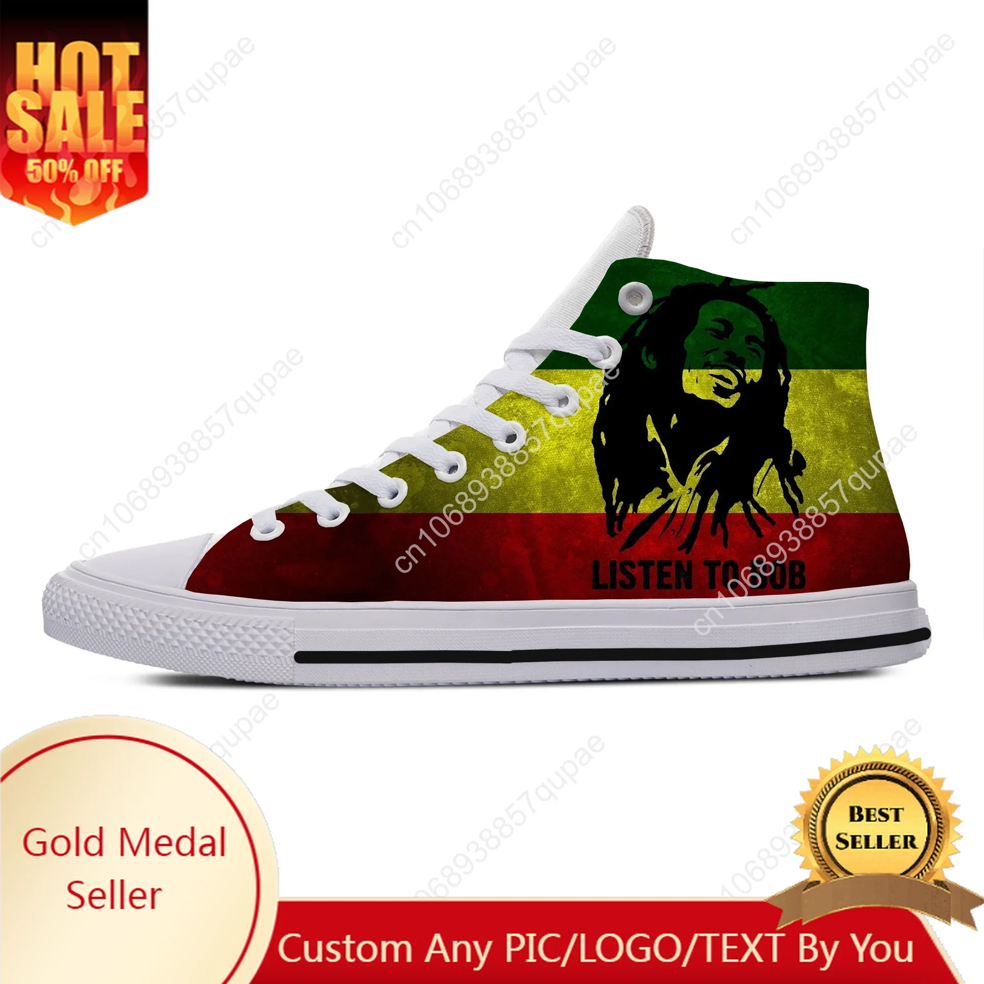 Hot Fashion Woman Man Lightweight Sneakers Casual Board Shoes High Quality Cool Bob Marley High Help Canvas Shoes Board Shoes