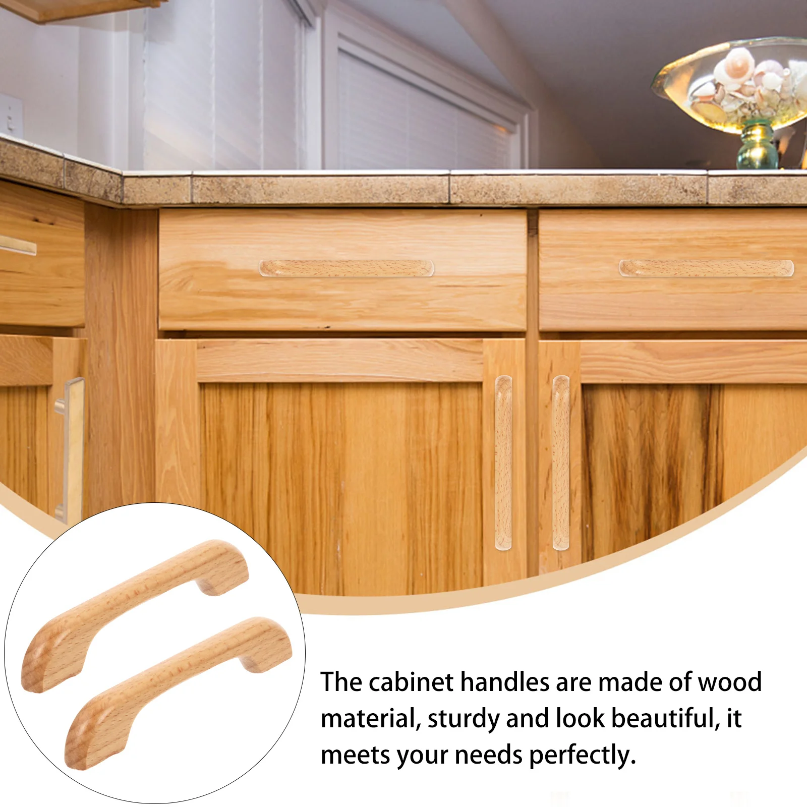 

36Pcs Beech Cabinet Handles Stylish Wood Drawer Pulls for Cupboard Chest Wine Cabinet Kitchen Hardware Upgrade