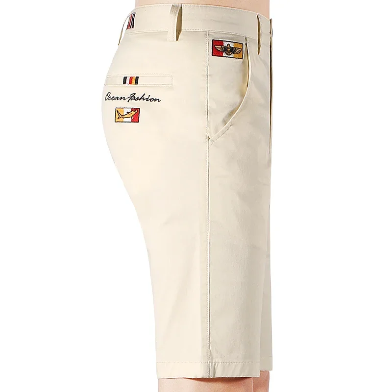 New Men\'s Shorts Zip Bruce&Shark Summer Thin Straight Stretch Cotton Men\'s Pants Casual Fashion Loose Golf Pants Big Size 40